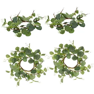 Cabilock 2 Sätze Eukalyptus-Kranz Eucalyptus Decoration Tischdekoration Kerzenring Weihnachtskränze Kronleuchter Kerzenkränze Tischkranz Blumenkerzenringe Kunststoffstange Green 4 Stück * 2