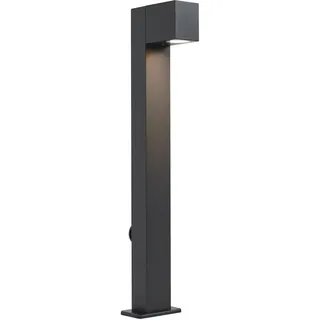 Qazqa Modern außen Pollerleuchte, Wegeleuchte, Pollerlampe für den Garten - Baleno - Schwarz, max. 10W, Geeignet für LED, 65cm, IP44, Rechteckig