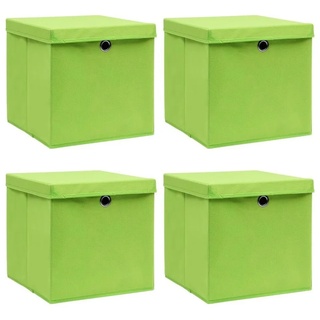 vidaXL Aufbewahrungsbox »Aufbewahrungsboxen mit Deckel 4 Stk. Grün 32×32×32 cm Stoff« (4 St)
