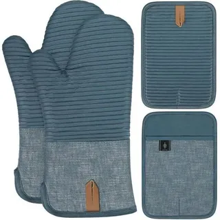Topflappen Ofenhandschuhe Extra Lang AntiRutsch Silikon Blau 2 blau