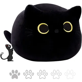 Tittaty Schwarze Katze Plüschtier Katze Kuscheltier Weiches Stofftier Kopfkissen Plüsch Kissen Christmas Toy Weihnachten Geburtstagsfeier Geschenke Dekoration (40 * 28cm)