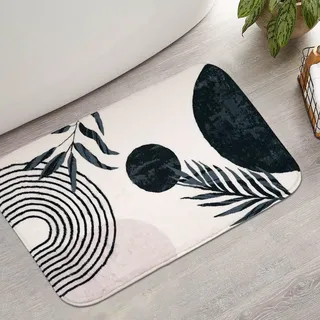 Bsheuancek Weißer Boho-Badezimmerteppich, Rutschfest, Niedlicher Badematte, Weich, Waschbar, 20" x 32", Wolken, Rutschfest, Absorbierend, Flauschig
