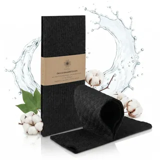 Protea 2er Set ÖKO-Küchentücher & Spültücher kompostierbar - Schwammtücher ökologisch - nachhaltige Reinigungstücher Geschirrtücher - 100% biologisch abbaubar - Made in Germany (Schwarz)
