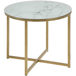 AC Design Furniture Ecktisch Antje, B: 50 x T:50 x H: 42 cm, Glas, Weiss