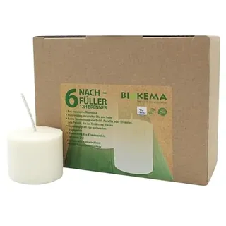 luterna 100% ÖKO-Nachfüll-Teelicht aus regionaler Bio-Masse, BIOKEMA, 48/40 mm, Brenndauer ca. 12h, ohne Aluminiumhülle, 6 Stück pro Verpackung