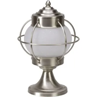 Sockelleuchte Echt-Messing Glas E27 IP43 30 cm Nickel matt rund Maritim Außenlampe Garten Weg - Bunt