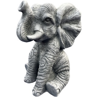 Denscho Steinfigur Lustiger Elefant, ca. H30 cm, Grau