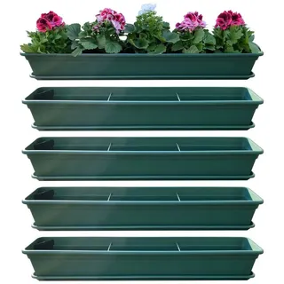 BURI Blumenkasten 4er Blumenkasten Set 100cm Pflanzkasten Grün Bewässerung & Untersetzer grün