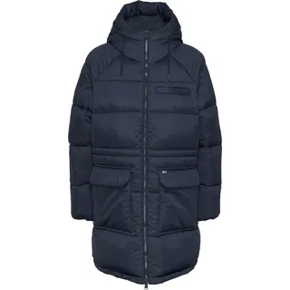 Tommy Jeans Damen, Daunenmantel MIDI Puffer mit Kapuze, blau (Dark night navy), XS