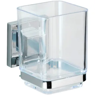 Wenko Zahnputzbecher Quadro Silber/Transparent