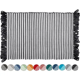 Lashuma Badvorleger für Dusche, Badewanne, WC Farbe: Schwarz - Weiß Größe: 50x70 cm