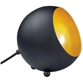 Reality Leuchten LED Tischleuchte, LED wechselbar, Warmweiß, kleine Vintage Kugel Schwarz Gold für Nachttisch & Fensterbank, H 16cm schwarz