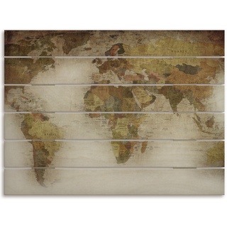 Holzbild ARTLAND "Weltkarte" Bilder Gr. B/H/T: 80 cm x 60 cm x 2,4 cm, Holzbild Land- & Weltkarten Querformat, 1 St., braun Holzbilder