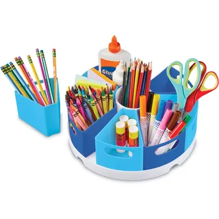 Learning Resources Create-A-Space Stiftehalter mit Utensilien-Center (Blau), Stiftaufbewahrung, Tisch-Organizer, Ideal für Klassenzimmer und Schreibtisch, abwischbarer Kunststoff, 10-teiliges Set