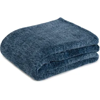 Wohndecke GÖZZE "Alaska", blau (dunkelblau), B:150cm L:200cm, Polyester, Wohndecken, Wohndecke, marmorierte Optik, kuschelig