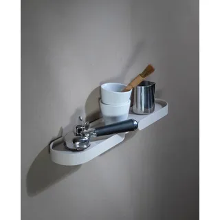 Aluminium Wandregal mit unsichtbarer Befestigung – Design Wandboard & abnehmbares Tablett für Küche, Bad, Wohnzimmer & Außenbereich, Made in EU – Lungo (Weiss, 50 cm)