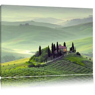 Pixxprint Wunderschöne Toskana Landschaft, Größe: 120x80cm, Leinwandbild, fertig gespannt, Wandbild, Dekoration, Kunstdruck, kein Poster