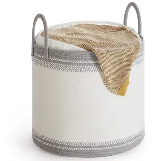 SONGMICS Wäschekorb,Wäschesammler für Kinder, Aufbewahrungskorb, für Decken, Kinderzimmer, mit Henkel, Kuscheltier Aufbewahrung, Schlafzimmer, 90 L grau 90 l | 46 cm