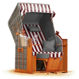 Strandkorb Hanse Ostsee 1 Sitzer Klassik 100cm breit - Volllieger bereits montiert inkl. Strandkorbrollen ideal für Zuhause, Balkon und Terrasse