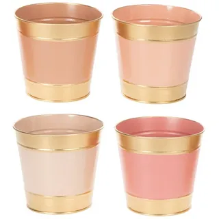 Florists Products Übertopf Moderne Metall Pflanzkübel 4er-Set Goldrand Ø13cm H12cm -, 4 Stück