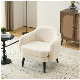 LuxusKollektion Cocktailsessel Sessel Cocktailsessel Loungesessel Clubsessel 113kg Teddy-stoff Weiß beige