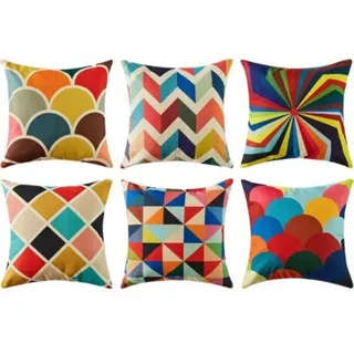 Kissenbezug 45x45 Cm – 6-teiliges Set Aus Baumwollleinen – Skandinavisches Geometrisches Muster Für Sofa Und Garten