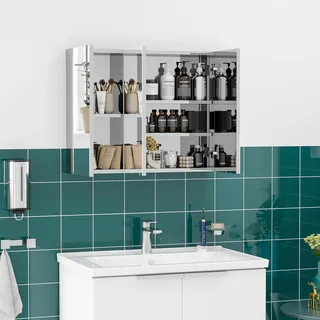 kleankin Spiegelschrank 70 cm Silber