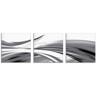 Glasbild ARTLAND "Schöne Welle - Abstrakt" Bilder Gr. B/H: 30 cm x 30 cm, Gegenstandslos, 3 St., grau Glasbilder
