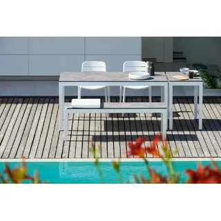 Outdoor Tisch Quadrat Hpl-Schichtstoff zementoptik / natur eloxiert 60x90