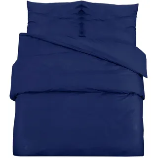 vidaXL Bettwäsche-Set Marineblau 260x220 cm Baumwolle