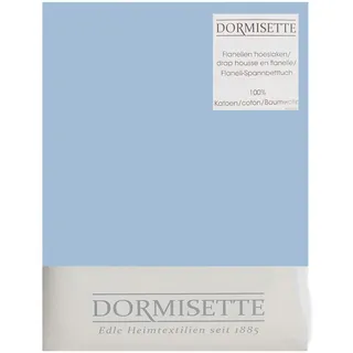 Dormisette Flanell Spannbettlaken für hohe Matratzen bis ca. 30 cm Höhe Rundumgummi 100% Baumwolle (Bleu, 140 x 200 cm)