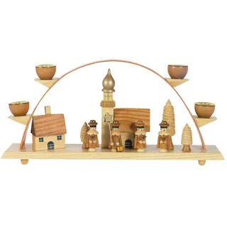 OBC Schwibbogen für echte Kerzen/Kurrendesänger Natur/Lichterbogen Kunsthandwerks-Stil, handgefertigt/Deko zu Weihnachten