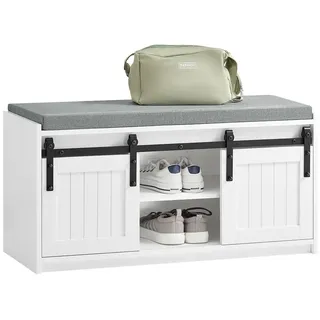 SoBuy Schuhbank 90 x 46 x 35 cm weiß / weiß