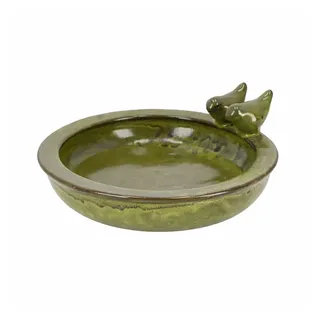 esschert design Vogeltränke Vogeltränke rund grün – Terracotta – Wasserstelle & Badeplatz für Vöge grün
