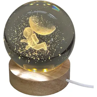 LED-Base Holz mit Glaskugel Astronaut