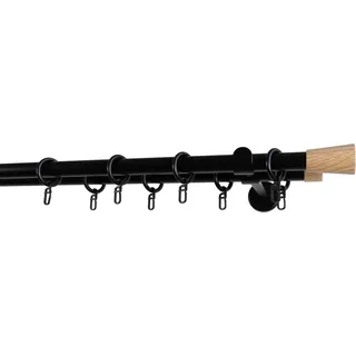 GARESA Gardinenstange GARESA "Lina mit Keil", bunt (schwarz, natur), L:360cm, Gardinenstangen, Vorhanggarnitur verlängerbar Wandmontage