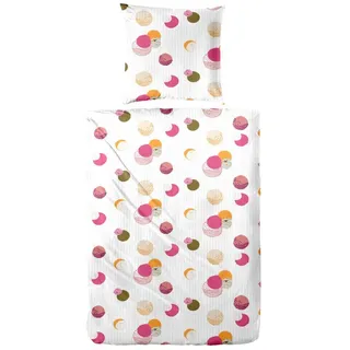 Primera Bettwäsche Primera Soft-Seersucker Bettwäsche 155x220 Punkte Kreise pink weiß, Seersucker, 2 teilig weiß