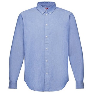 Esprit Langarmhemd Button-Down-Hemd aus Baumwollpopeline blau M