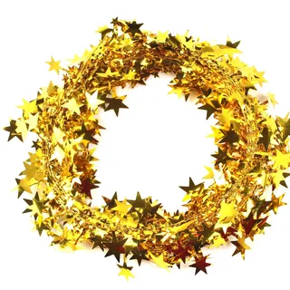 Wambere 1 Stück Weihnachtsdeko Girlande Lametta Girlande 7,5m je Stück,Kleine Sterne Girlande Weihnachten Draht mit Sternen Deko,für Weihnachtsbaum Zuhause Hochzeit Party Festival Dekoration,Gold