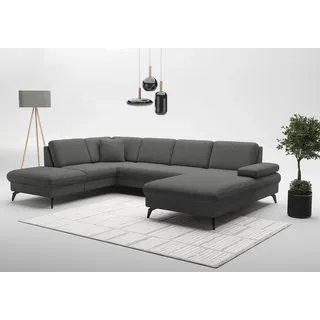 sit&more Wohnlandschaft SIT & MORE "Morris Jubi U-Form, B: 300 cm", grau (anthrazit), B:300cm H:83cm T:202cm, 100% Polyester, Sofas, Wohnlandschaft, mit Armteilfunktion & 1 Zierkissen, optional Bettfunktion