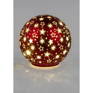 formano Deko Kugel Licht rot LED-Licht mit Timer Weihnachtskugel Weihnachten (Deko-Kugel 12 cm)