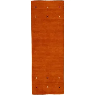 carpetfine Gabbeh Uni Wollteppich 60 x 180 cm Orange
