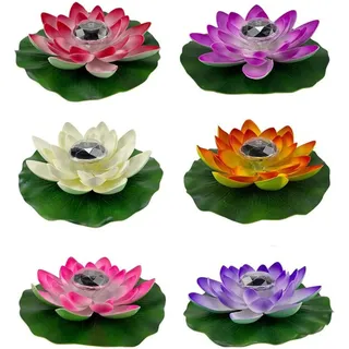 Yeehliny Lotusblüten-Licht, künstliche schwimmende Lotusblumen, Solar-Licht, Solar Lotusblüte, Pool-Licht, Schwimmender Künstlicher Lotus Laterne, Solarleuchte, Teich Dekoration (6PCS)