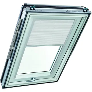 Roto Original Faltstore ZFA Faltrollo Dachfenster - Führungsschiene Silber - Beidseitig bedienbar - Plissee für Dachfenster Baureihe Q - Größe 066/098 | 06/09 - Stofffarbe Weiß