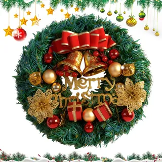 Türkranz Weihnachten Außen (30cm Groß) – Weihnachtskranz Haustür,Künstlicher Weihnachtstürkranz für die Haustür mit Kugeln & Beeren | Festliche Weihnachtsdeko Tür für einen Magischen Empfang im Advent