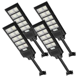 Viugreum 4 PACK 500W LED Solar Straßenlaterne mit Fernbedienung 900 LED 6500K Straßenlampe Wandleuchte mit Bewegungsmelder Sensor IP65 Wasserdicht Außen Straßenleuchte Wegeleuchte Freien