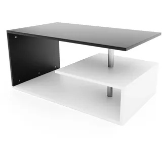 MIADOMODO® Couchtisch - 90x50 cm weiß/schwarz