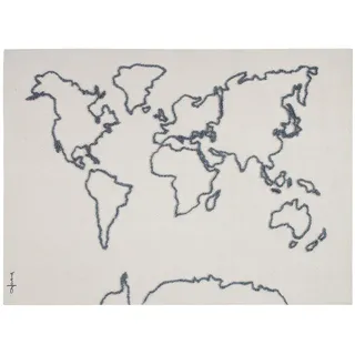 Lorena Canals - Wandteppich, Weltkarte, 160 x 120 cm, natur / schwarz