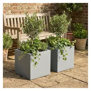 ethick Blumentopf Quadratisch 38 x 38 x 32 cm Beton-Grau