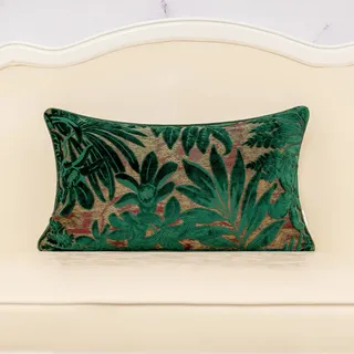 Alerfa 30,5 x 50,8 cm grünes Blaugrün rechteckiges Ahornblatt Kissen Stickerei Schnitt Samt Kissenbezug Luxus Modern Lendenwirbelkissen Dekokissen für Couch Sofa Wohnzimmer Schlafzimmer Auto